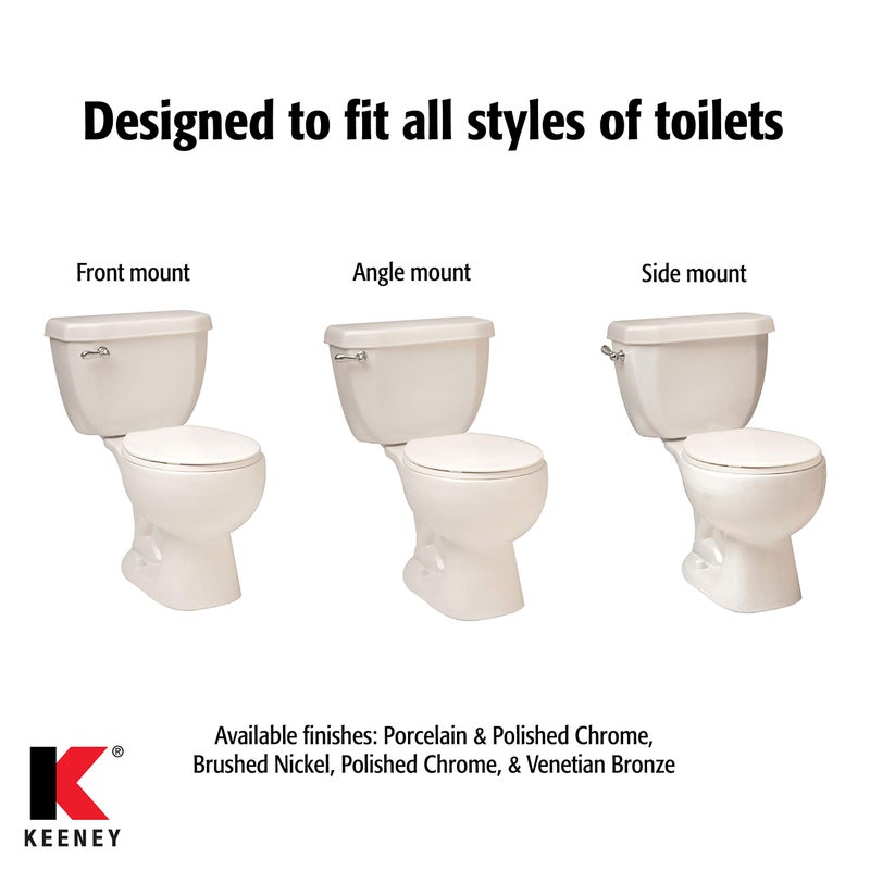 Plumb Pak Keeney PP836-71BNL Universal Fit Toilet Handle Tank Flush Lever, Decorative Faucet Style for Front, Side, or Angle Mount, Brushed Nickel - Image 3